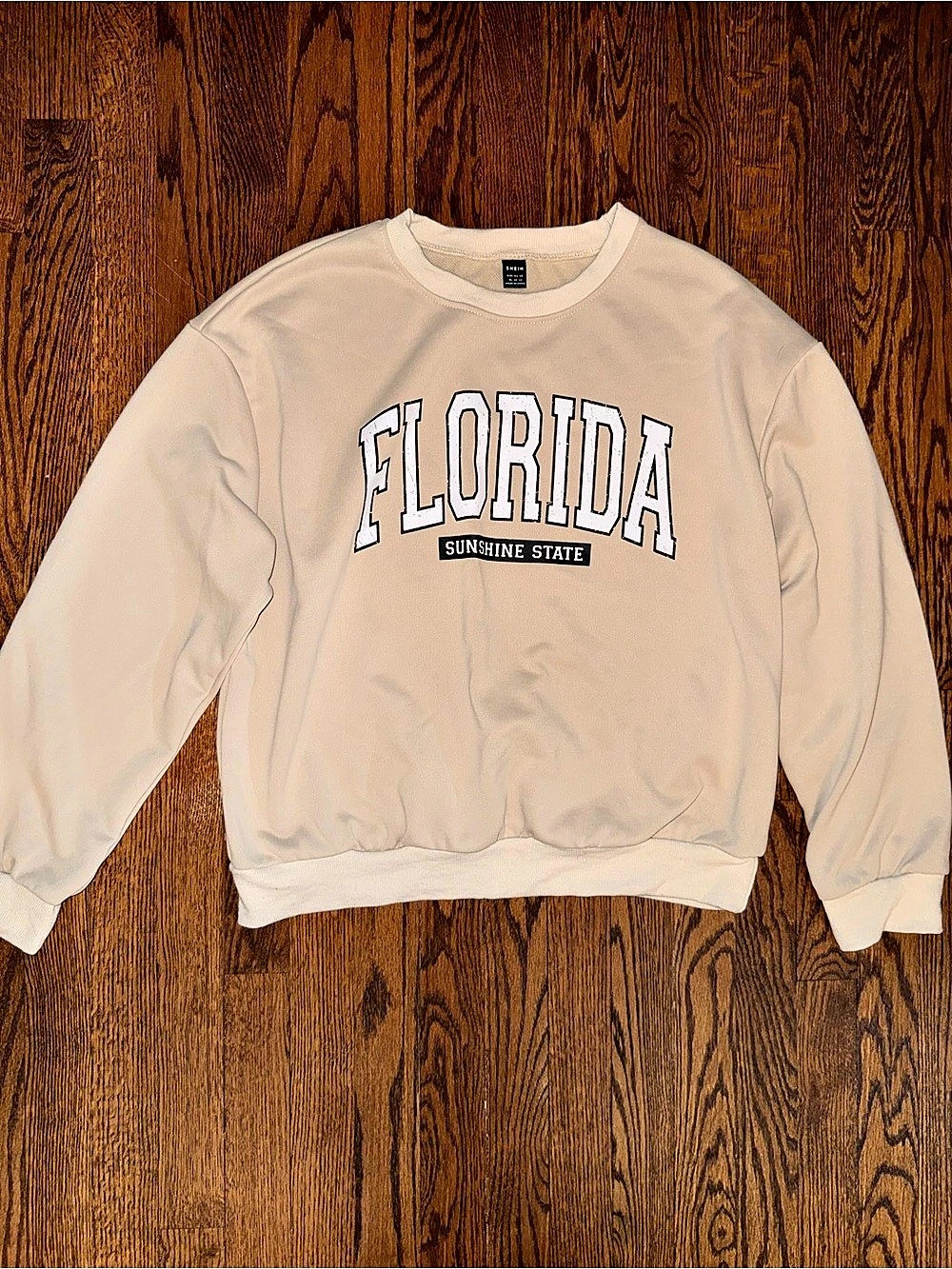SHEIN Florida Sunshine State Letter Graphic Drop Shoulder Sweatshirt Graphic